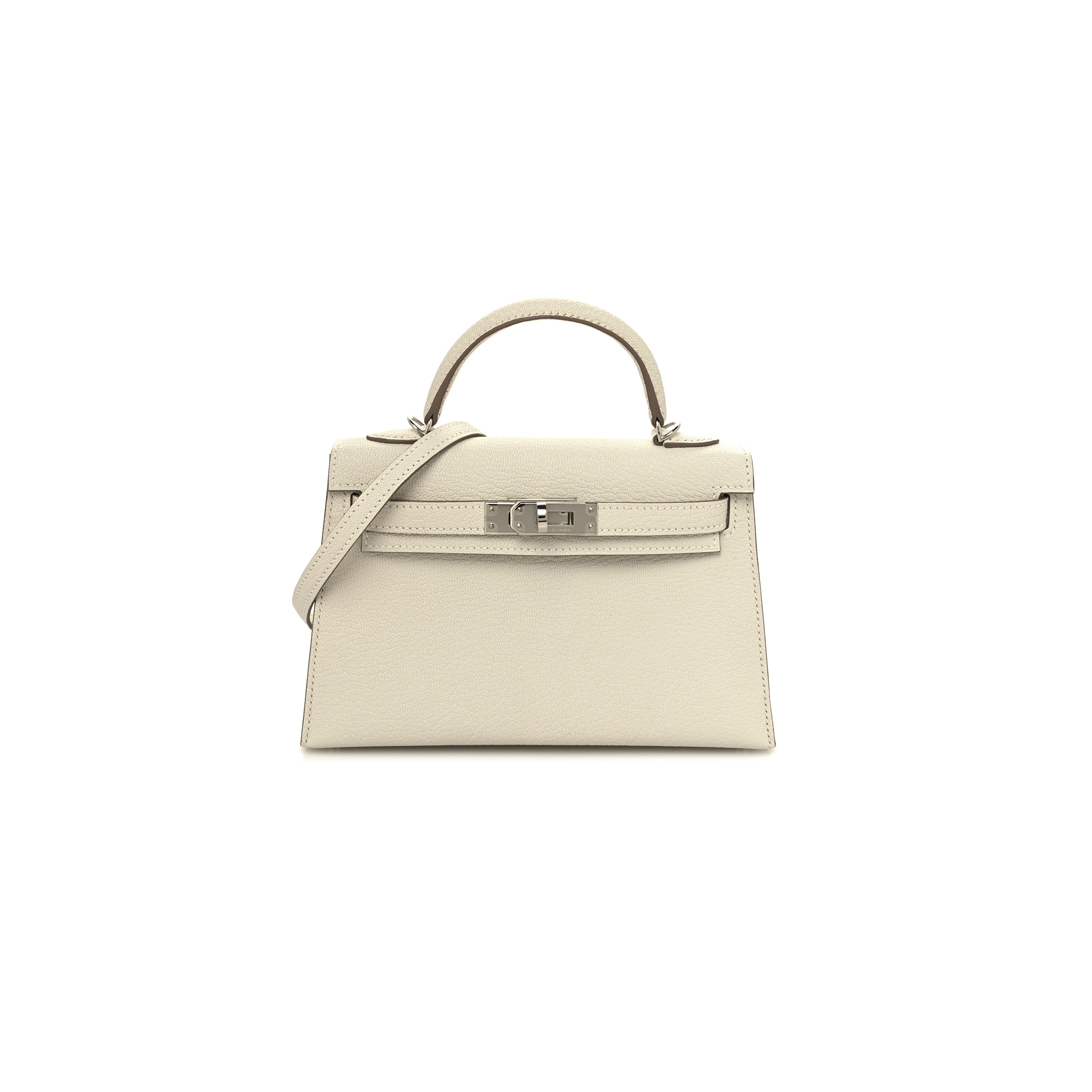 HERMÈS MASTER CHEVRE MYSORE MINI KELLY II MUSHROOM (19*12*5.5cm)